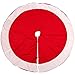 60-Inch Christmas Tree Skirt - Circular Xmas Tree Decoration, Velvet Christmas Tree Décor, Red