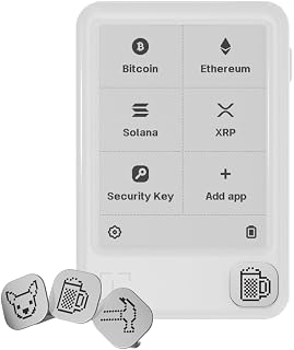 Ledger Nano Gen5: sicherer Krypto-Wallet-Touchscreen-Signer in Gletscherweiß + Playful Badges (Pack 1)