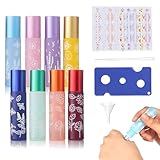 NORHOGO 8 STÜCK 10 ML ÄTHERISCHE ÖL-ROLLERFLASCHEN MIT TRICHTER STROHHALME WULSTABDRÜCKER, TRAGBARE NACHFÜLLBARE FÜR ÄTHERISCHE ÖLE, PARFUMS, LOTIONEN, MASSAGE, AROMA ÖL, KOMMT MIT EINEM AUFKLEBER