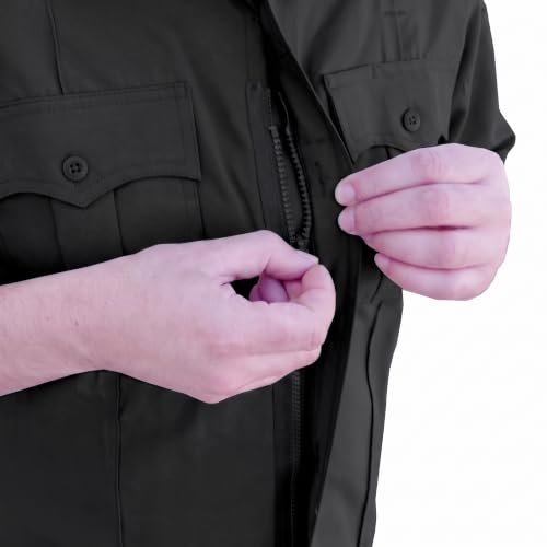 Image of First Class 100% Polyester Short & Long Sleeve Zippered Uniform Shirt 4 Pocket Hidden, Law Enforcement BDU Zipper Closure.