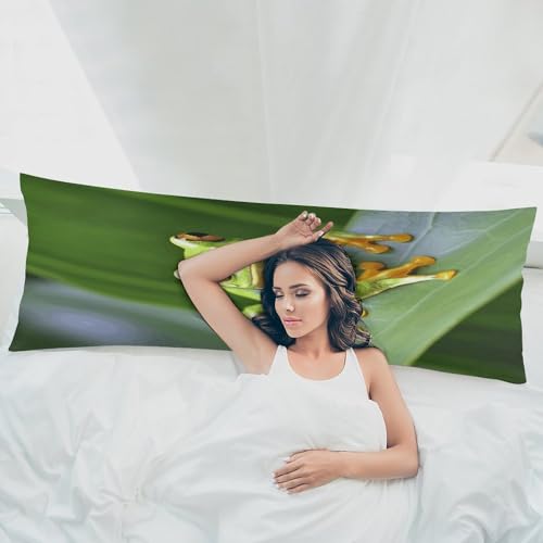 Housse de coussin de corps imprimé grenouille d'arbre fermeture éclair - 6