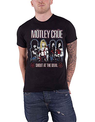 Image of Motley Crue T Shirt Shout at The Devil Vintage Band Logo Official Mens Black L