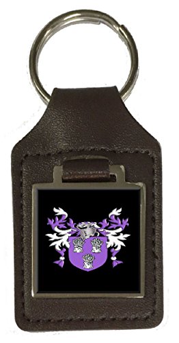 Porte-clés en cuir avec blason de famille marron Cummings pour clés maison
