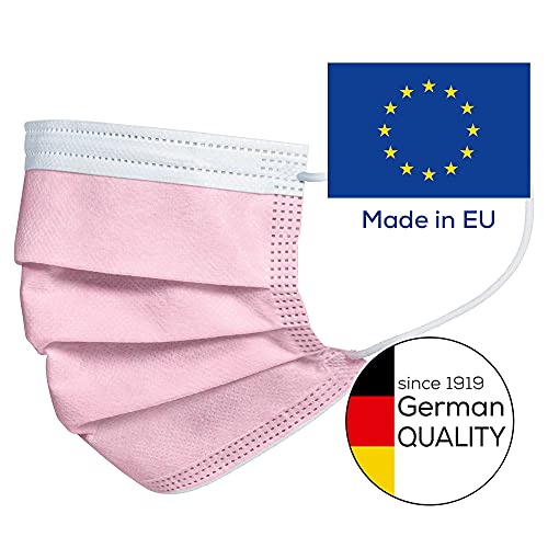 Beurer MM 15 OP-Maske Typ IIR, Made in EU, 3-lagige Medizinische Gesichtsmaske schützt Ihr Umfeld gegen Tröpfchen und Mikroorganismen, wärmeabsorbierend, rosa, 10 Stück