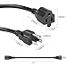 VSEER UL Listed SJT 14 AWG Heavy Duty AC Power Extension Cord Cable - SJT 14/3C NEMA 5-15P to NEMA 5-15R (15A/125V), Black 1FT (2-Pack)