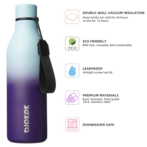 Image of BJPKPK Insulated Water Bottles, 25 oz Stainless Steel Metal Water Bottle with Strap, BPA Free Leak Proof Jugs, Mugs, Flasks, Reusable Thermal Flasks for Sports & Travel, Ocean Dream