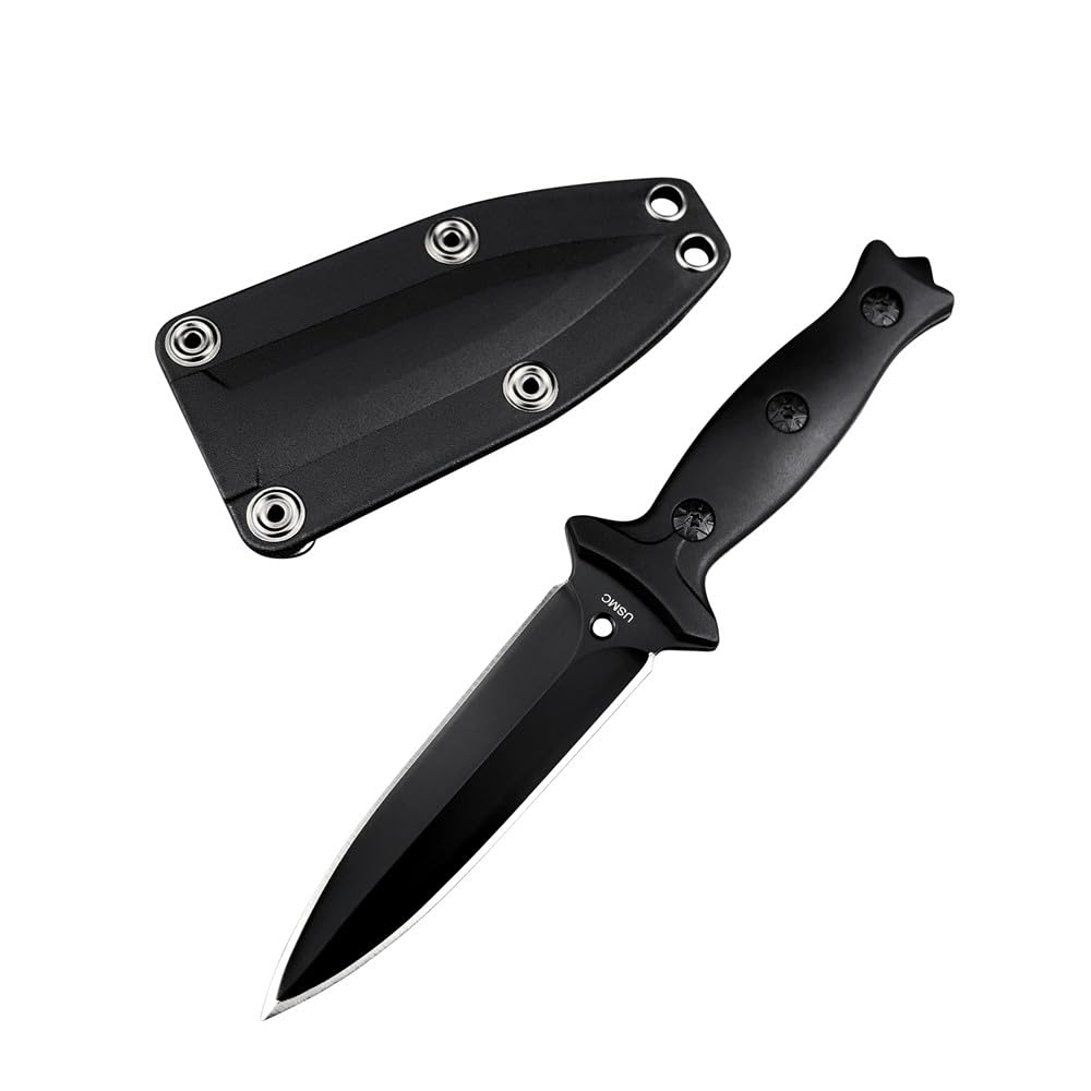 HUAAO 3.74in Dual Edge 440C Stainless Steel Blade ABS Handles Utility knife,7.3in Full Tang Fixed Blade Knife with ABS Sheath Tactical Hunting Knives for Outdoor Camping EDC and Survival