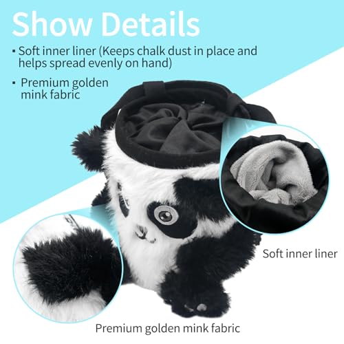 NewDoar Chalk Bag zum Klettern, Bouldern, Panda Chalk Bag Eimer mit Quick-Clip-Gürtel und Reißverschlusstasche, Kletterausrüstung für Männer, Frauen und Kinder