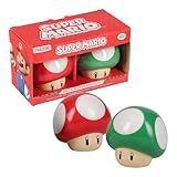 Design ludique : inspiré par les célèbres power-ups de Super Mario, cet ensemble comprend une salière rouge Super Champignon et une poivrière verte 1-Up Champignon, ajoutant une touche amusante à votre cuisine.