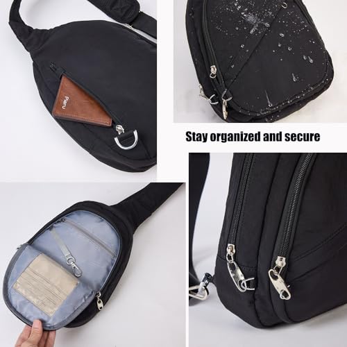 XINCADA Anti Theft - RFID Wallet - Locking Zipper - Small Crossbody Bags For Women Travel Shoulder Sling Black Purse2