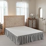 xuan dian Bed Skirt King Size with Split Corners, 14 Inch Drop Dust Ruffle Bed Skirts with Platform, Rayon Derived from Bamboo, Breathable & Soft, Grey, 14'' King