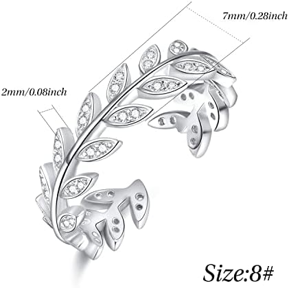 Leaf Ring 925 Sterling Silver Opal Ring Finger Adjustable Open Ring for Women Girl