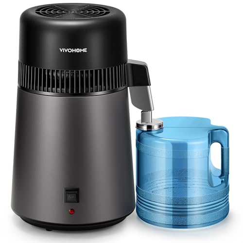 VIVOHOME Water Distiller Countertop 1.06 Gallon/4L 750W Distilled Water Machine with Smart Switch Purifier Filter for Home Office, Black