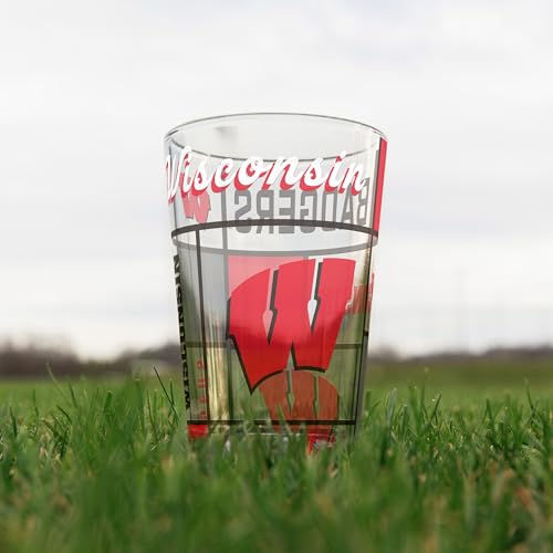 Image of Logo Brands NCAA oz Stained Glass Pint Glass - 3D Embossed Logo & Bold Team Colors - Durable Sports Fan Beer Glass for Home, Bar & Tailgates