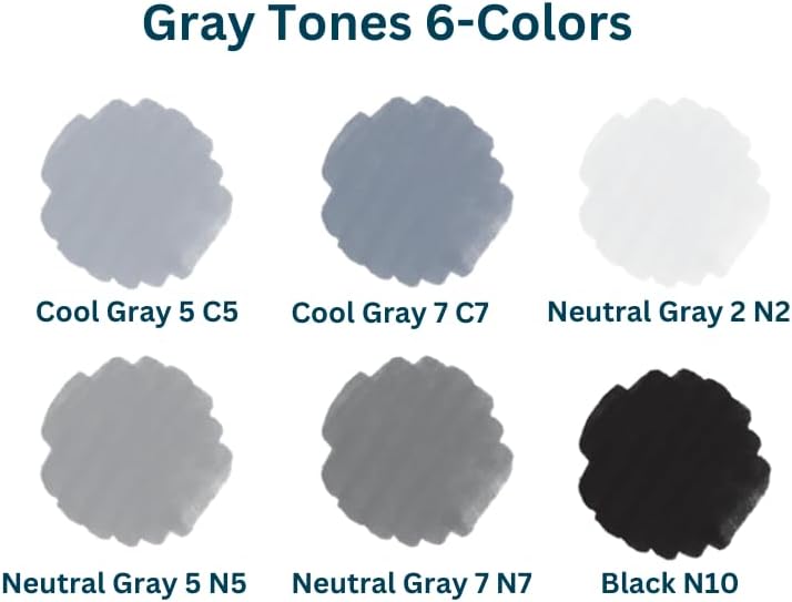 Art Alternatives Illustration Marker, 6-Marker Set, Gray Tones