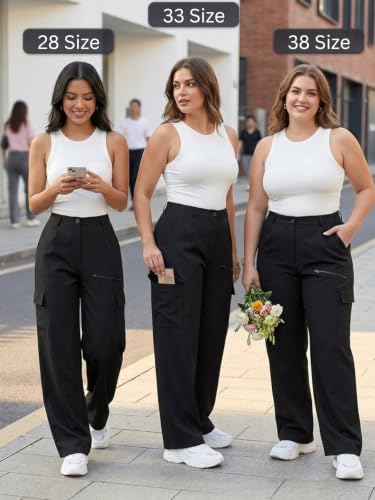 Image of GRECIILOOKS Cargo Pants For Woman | Trousers For Womans |High Waist Trouser for Women - Flared Parachute Pants with Side Pockets |Womens Cargo Pant | Elegant for College & Events (Available in Plus Size)