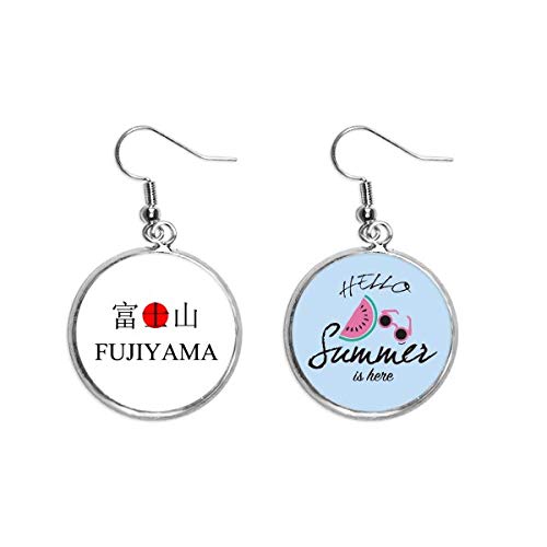 Pendientes de sandía Fujiyama Japaness con sol rojo de la bandera japonesa para verano