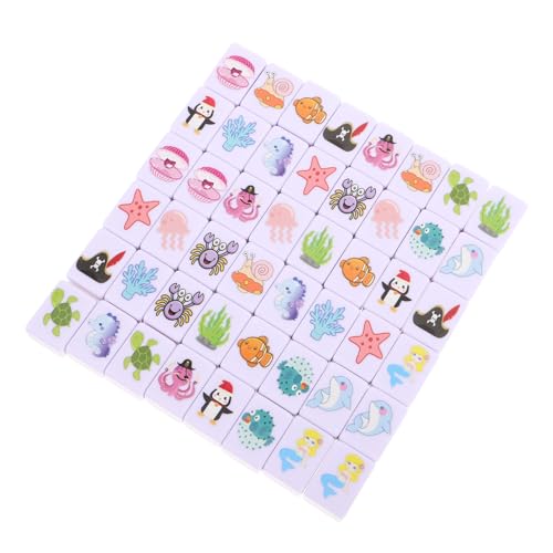 Jeu de mahjong motifs créatures marines : coffret de table portable