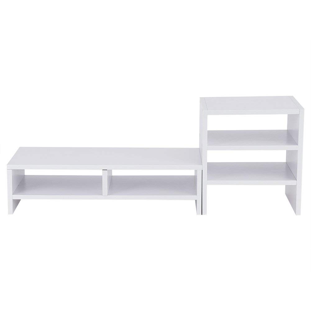 TABOJS Supporto per Monitor da Tavolo in Legno con Ripiani a 3 Livelli per Laptop PC Supporto per Serigrafia TV Supporto per scrivania