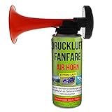 2x Druckluftfanfare Air Horn je 210ml, bis zu 60 Signale, Fanfare für Sport Veranstaltungen und als Warnsingnal, Hupe Tröte Drucklufthupe Gashupe Fantröte Airhorn Stadion Horn