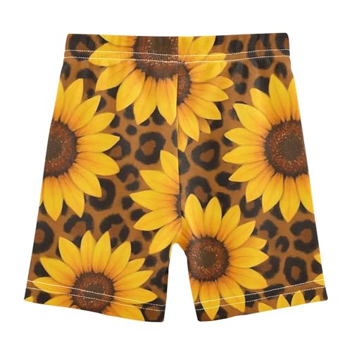 Joisal Yellow Sunflowers Brown Black Leopard Girls Biker Shorts Toddler Cotton Under Shorts for Dresses 4t Children2
