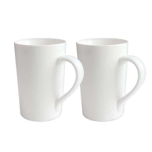 Belinlen 2 Pack 12 OZ Ceramic Coffee Cup Simple Pure White Ceramic Cup Plain Large Tall White Ceramic Milk Tea Coffee Mug with Handle