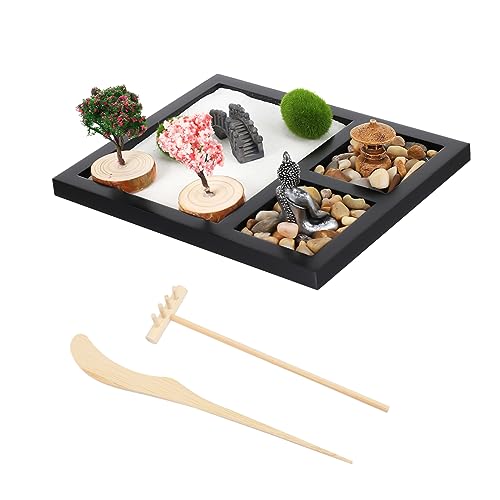 Cabilock 1 Juego Mesa de Arena de jardín Buda Kit de jardín Zen decoración el Jardin Zen Escultura de Madera portavelas Decoracion Adornos de Mesa de Arena artículos de Arte Antiguos Resina