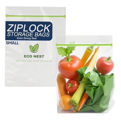 Image of Small Multipurpose Ziplock Storage Bags | 30 Reusable Bags (18 x 23 cm) | Double Grip Zipper | Leak-Proof, Freezer & Fridge Safe, BPA-Free, Food-Grade Ziplock Pouches