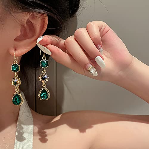 Emerald Green Earrings Emerald Green Crystal Dangle Earring Drop Earrings Wedding Bridal Women (Style 2)2