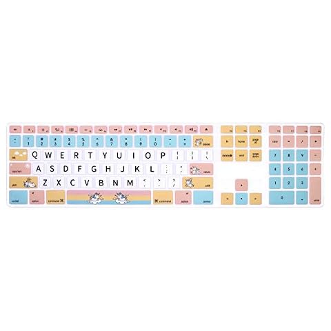 HRH for iMac G6 MB110LL/B and MB110LL/A A1243 Keyboard with Numeric Keypad NumberPad Print with: Cartoon Unicorn Design Silicone Keyboard Skin Cover [US Layout] Cover