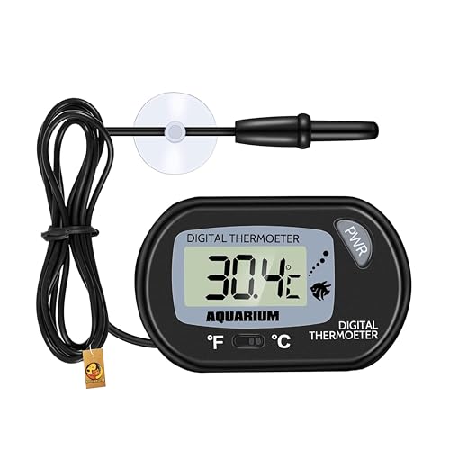 Foodie Puppies LCD Digital Thermometer for Aquarium, Fish Tank Water Terrarium Temperature and Reptiles Like Lizard and Turtle with Suction Cup