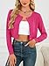 Veryoung Cardigan Sweaters for Women 2026 Fashion Fall Lightweight Cropped Business Crew Neck Button Down Tops Knit Bolero Shrug Sweaters Clothing(Rose Red, Small)