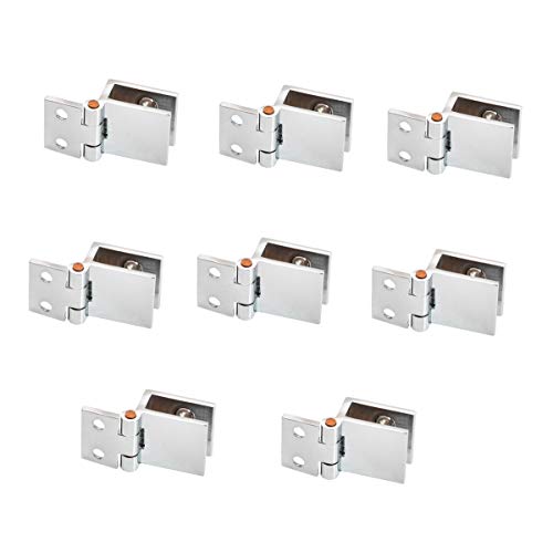 NUZAMAS - Juego de 8 bisagras de cristal para puerta, 5 mm-8 mm, abrazadera rectangular ajustable para armario, puerta de cristal, montaje en pared