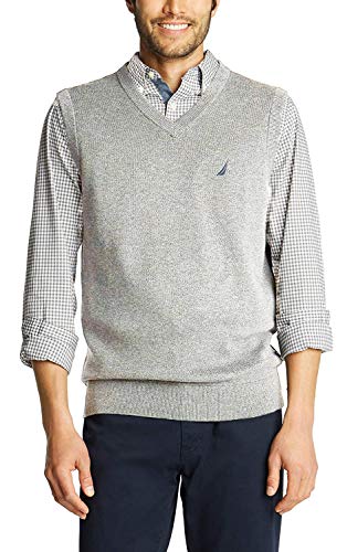 Nautica Navtech V-Neck Sweater Vest Medium Grey Heather LG