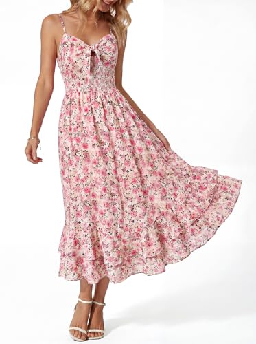 Image of GRACE KARIN Womens Maxi Floral Sundresses Summer Beach Boho Dress Spaghetti Strap Dresses Casual Fashion Clothes with Pockets
