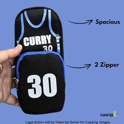 Image of Funfob Soccer Pencil Pouch for School College for Pen Pencil Football Pencil Box Travel or Cosmetic Case | Soccer Black Curry