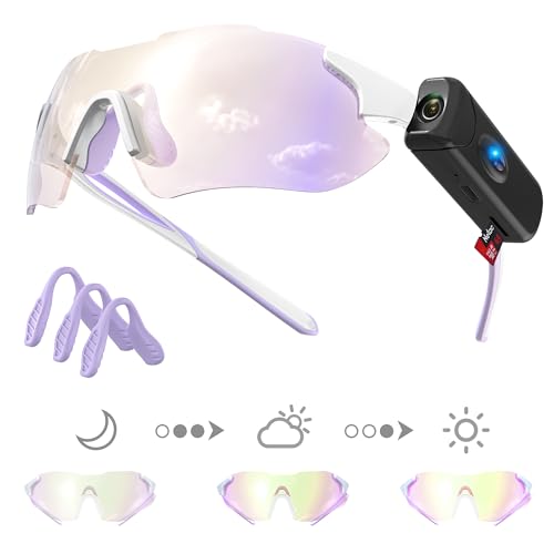 Irondance Camera Glasses with HD 1080P, Photochromic Cycling Sunglasses UV Protection for Women Recording Glasses, Outdoor Safety Glasses for MTB Baseball Motorcycle Riding Hiking