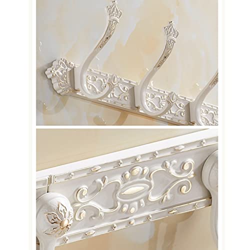 Perchero de Pared Perchero Dorado y Blanco Montaje en Pared, Percheros detrás de la Puerta, Ganchos de Pared Estante para baño, Dormitorio, Entrada Perchero (Color: B, Tamaño: 5 Ganchos)