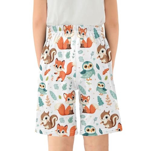 ALAZA Cartoon Squirrel Fox Owl Pajama Shorts Sleep Shorts Pant Lounge Pajama Bottoms Elastic Waist with Pockets2