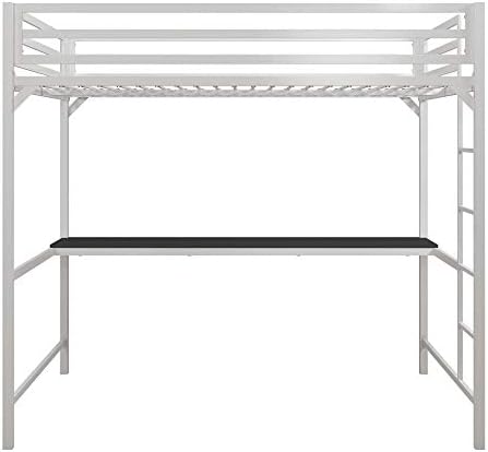 Amazon Com Dhp Miles Metal Full Loft Bed With Desk White Home Kitchen