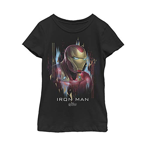 Marvel Girls' Little, Big Short Sleeve T-Shirt with Round Neck Ironman Portrait