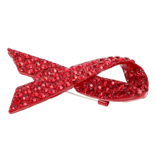 Broche ruban rouge anti-chute avec épingle robuste en strass pour fixer sur vos vêtements - 5