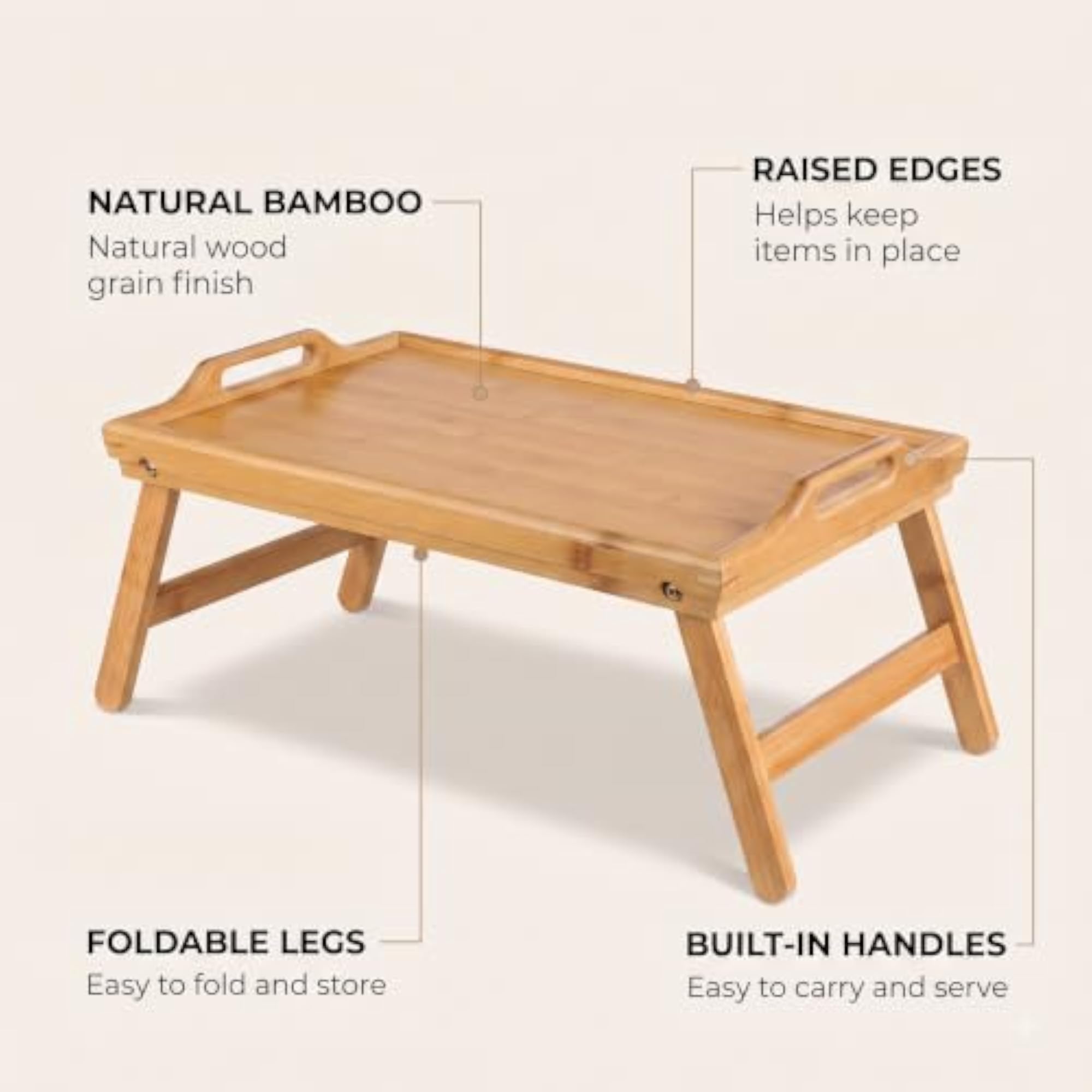Bamboo Laptop Bed Tray Folding Table with Handle