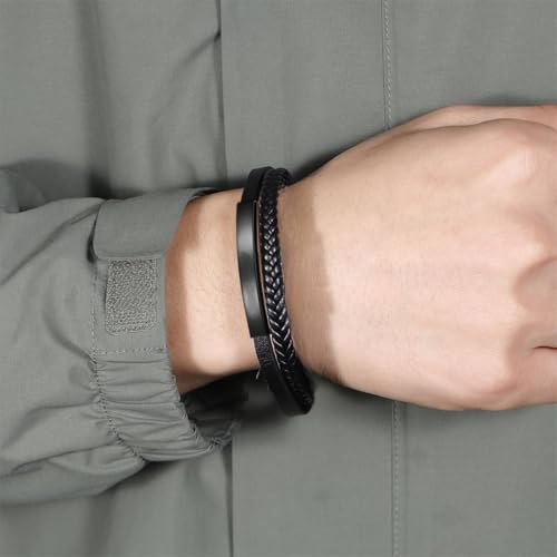 إسورة للرجال، مصنوعة من المعدن، بلون أسود وتصميم مجدول، مقاس واحد