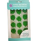 Edible Shamrock Icing Decoration St.Patrick's Day Sprinkles for Cake Decorating, Edible 12pcs Dark Green Leaf Cupcake Toppers for Cake, Cookies, Cupcakes, Baking, Ice Cream Desserts Supplies