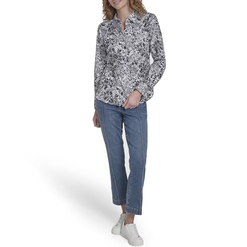 Image of Nautica Women's Button Front Long Sleeve Roll Tab Shirt