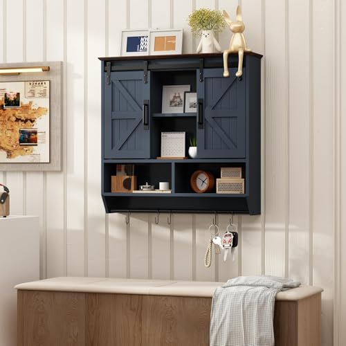 RUSTOWN Farmhouse Bathroom Wall Storage Cabinet with Sliding Barn Doors by RUSTOWN - Used condition - Image 8