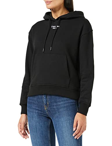 Calvin Klein Jeans Damen-Kapuzenpullover mit gestapeltem Logo, schwere...
