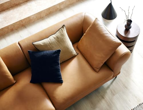 Image of Fabrique Eutony Leatherette 4 Seater with Puffy Moden Designr Light Brown Sofa Set | Comfortable Furniture for Home Office & Living Room | Easy to Move with Stainless Steel Legs