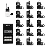 Retekess TT116 Tour Guide System, Tour Guide Microphone and Speaker, 200m/656ft, Noise Reduction, Removable Battery, Whisper System for School, Warehouse, Church, Factory (1 Transmitter 15 Receivers)